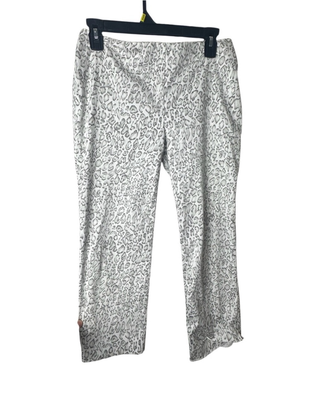 Women's White Gray Leopard Print Cropped Pants